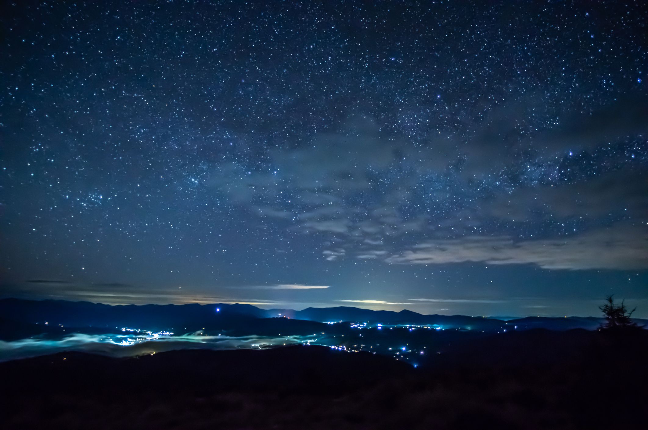 A starry sky at night.