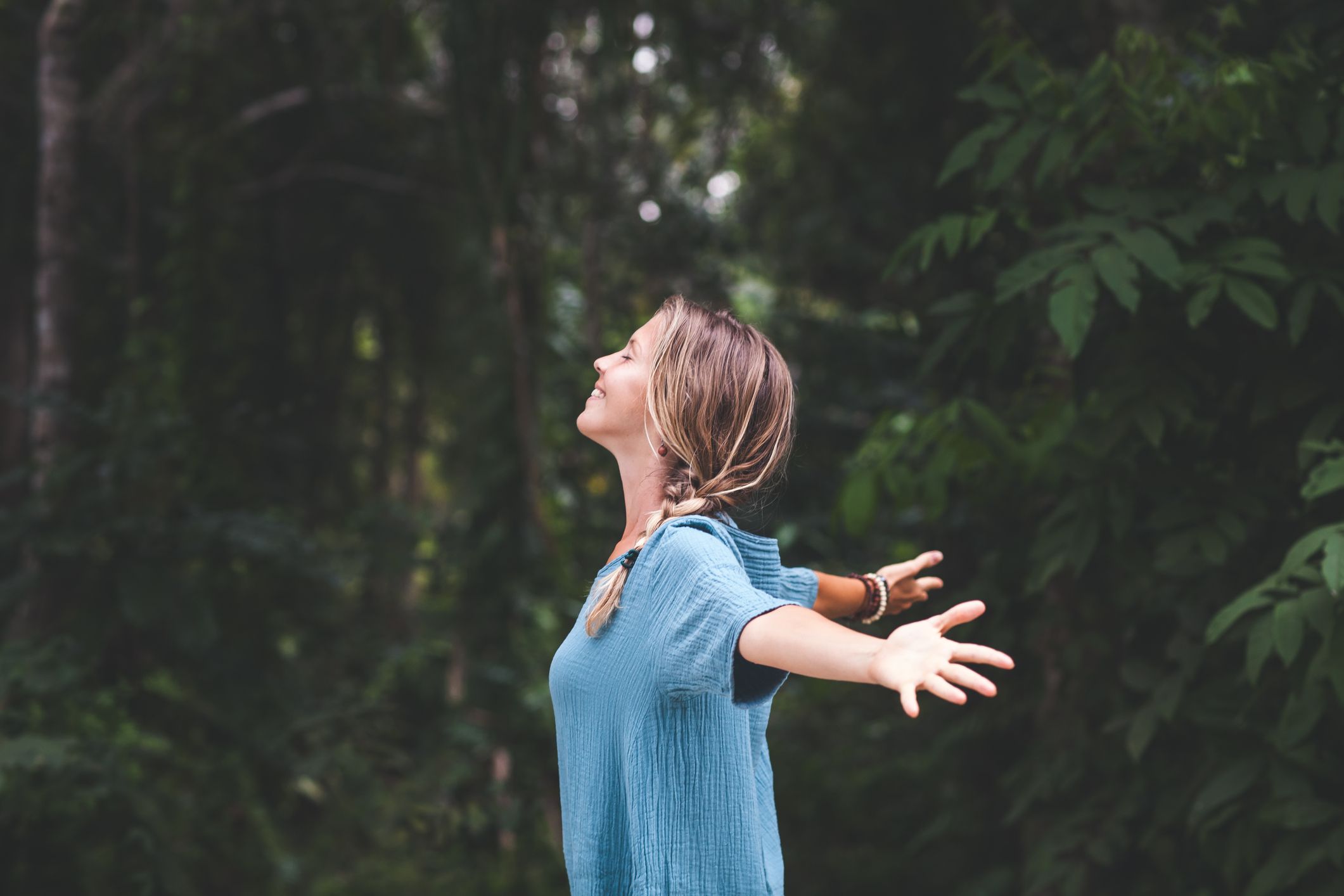 A woman enjoying nature.