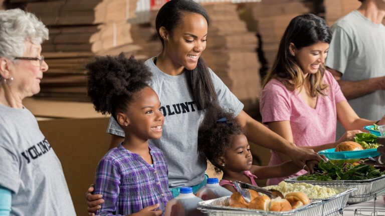 Volunteers at a food bank