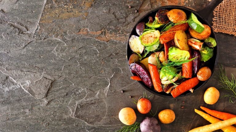 Variety of vegetables in a pan