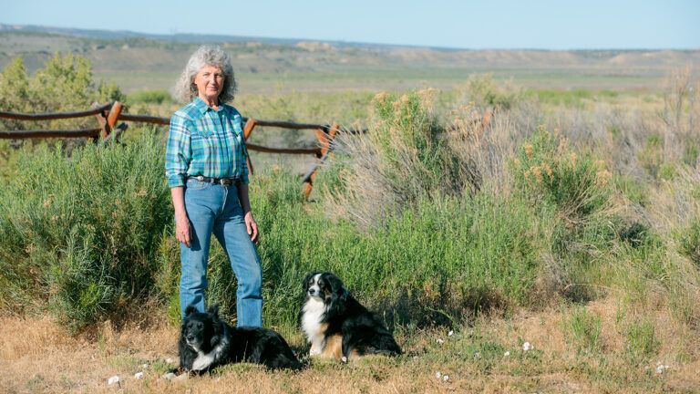 Lou Dean and her dogs, Tuck and Dell