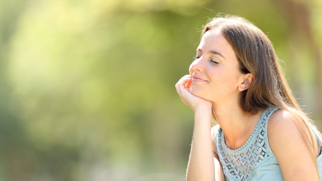 A woman enjoying silence