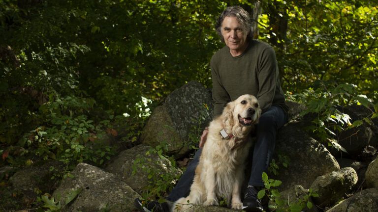 Edward and Gracie in the woods