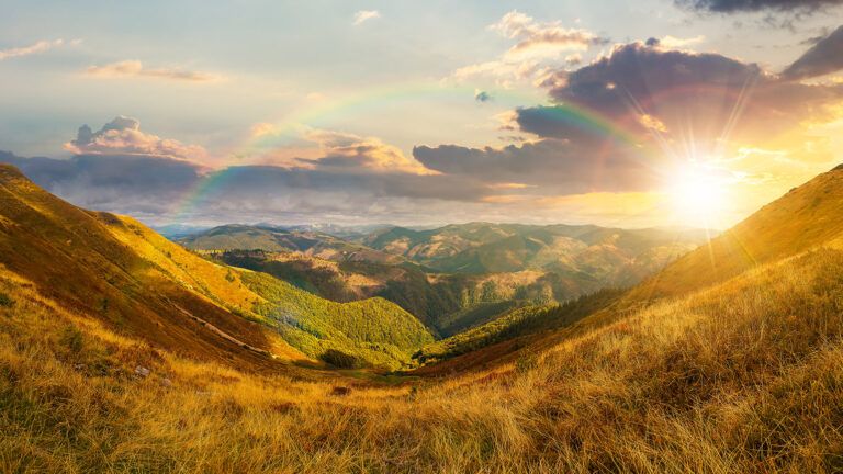 A rainbow at sunrsie