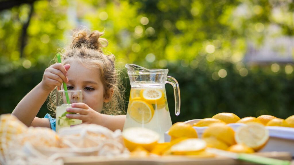 Drinking lemonade