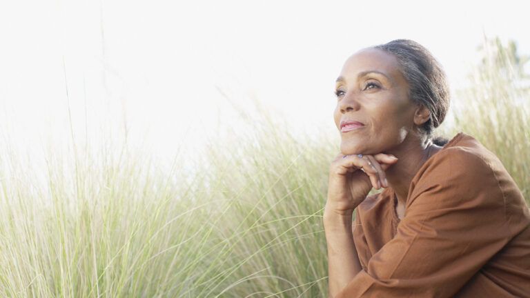 Peaceful woman outdoors