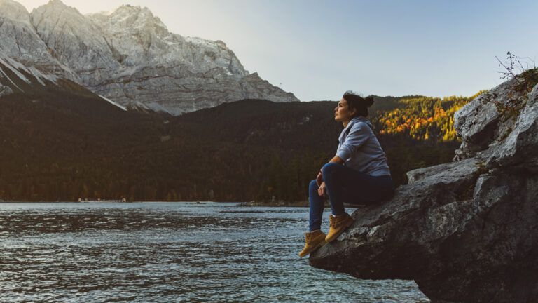 Woman embracing nature