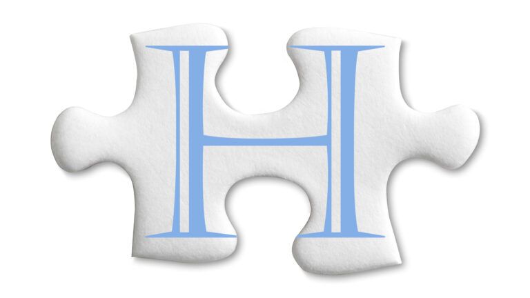 A puzzle piece with the letter H