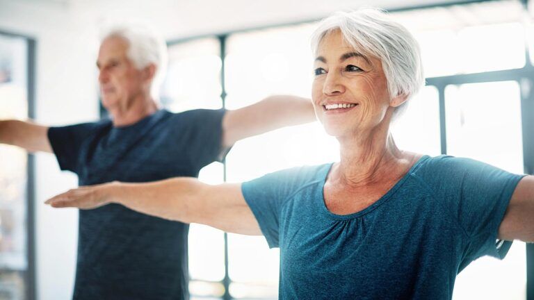 Senior couple exercising