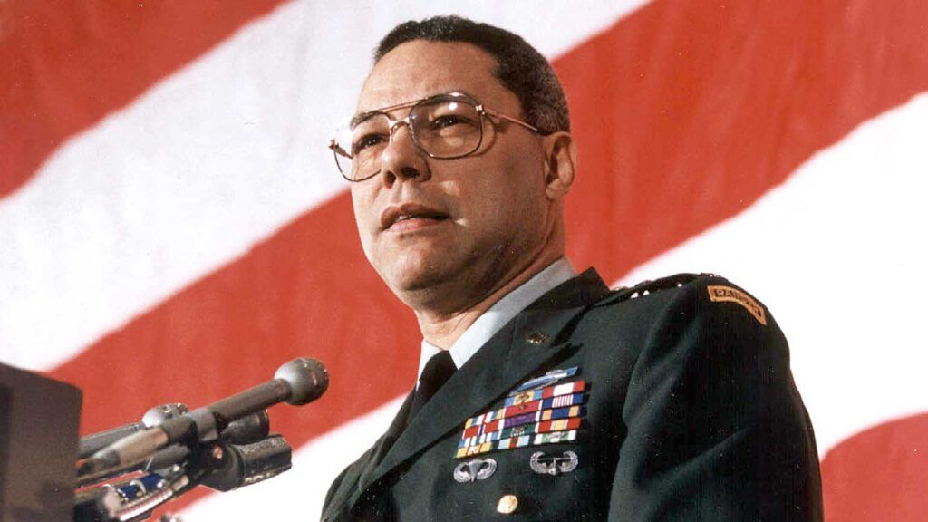 Colin Powell in 1991; Photo by Jerome Delay/Staff, Getty Images