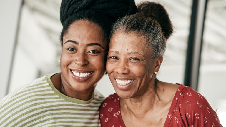 Adult woman and senior mother