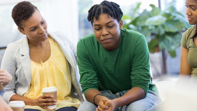 Teen talking to mom