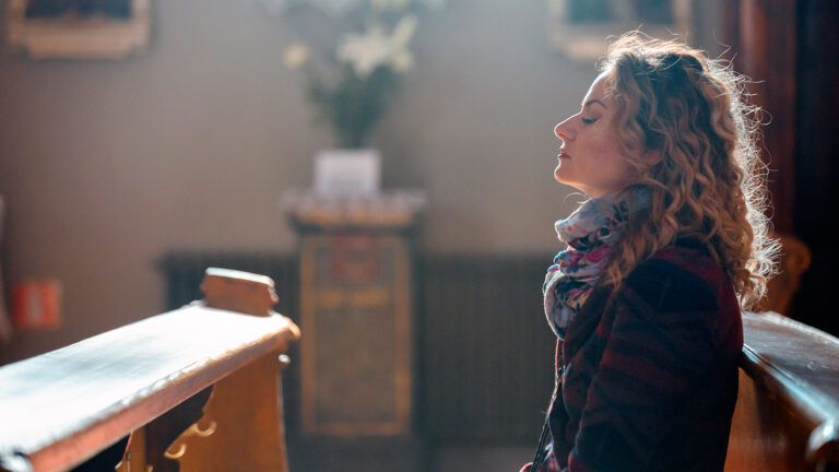 Woman in church