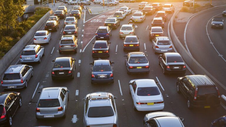 A bumper-to-bumper traffic jam