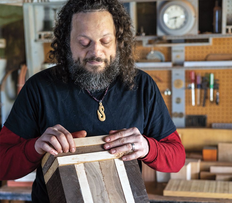 John in his workshop; photo by Randy Boverman