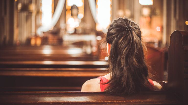 A woman in church