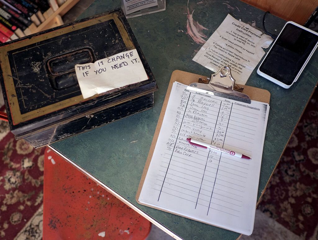 Don’s bookshop operates on the honor system; photo by Roty Gumpel